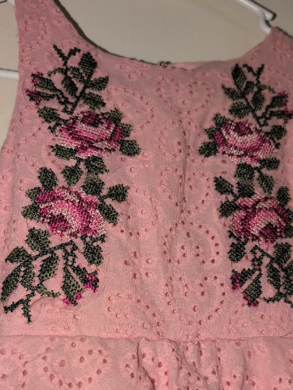 Joyfolie Pink Floral Embroidered Layered Dress - Picture 5 of 7